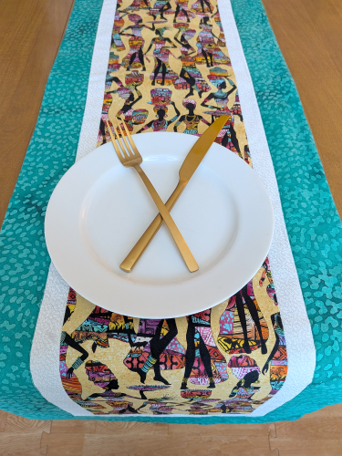African Women Table Runner Green - Image 2