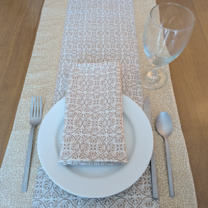 Beige Medallion Table Runner Napkin Set