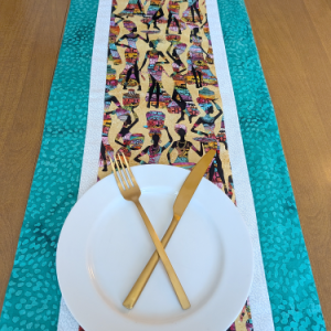 African Women Table Runner Green