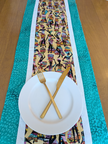 African Women Table Runner Green