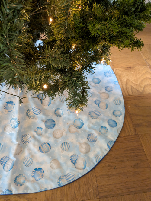 Blue Ornaments Christmas Tree Skirt