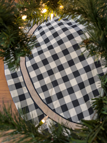 Cream and Black Buffalo Plaid Tree Skirt - Image 4