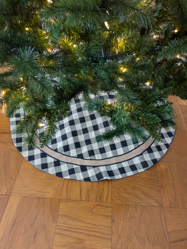 Cream and Black Buffalo Plaid Tree Skirt - Image 2