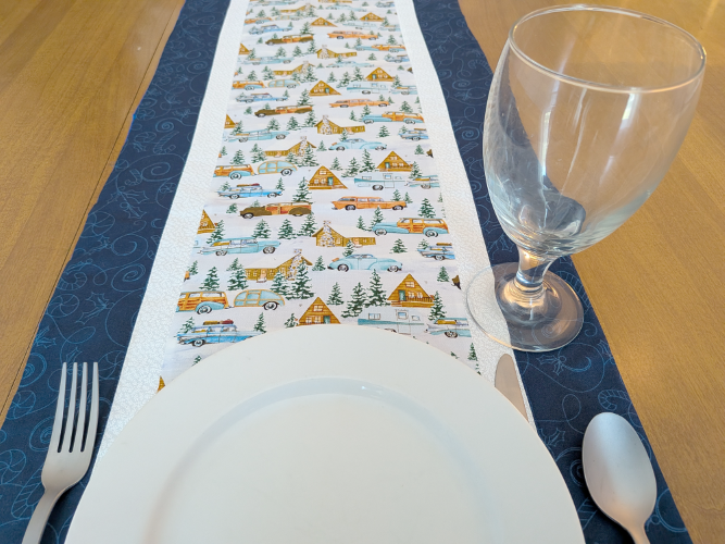 Camper Christmas Table Runner Blue - Image 5