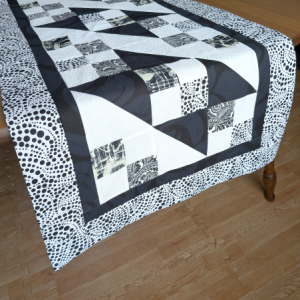 Chic Black & White Dining Table Runner Too