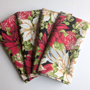 Colorful Poinsettia Dinner Table Napkins 4 Set