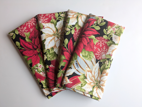 Colorful Poinsettia Dinner Table Napkins 4 Set