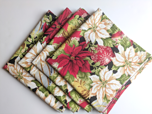 Colorful Poinsettia Dinner Table Napkins 4 Set - Image 6