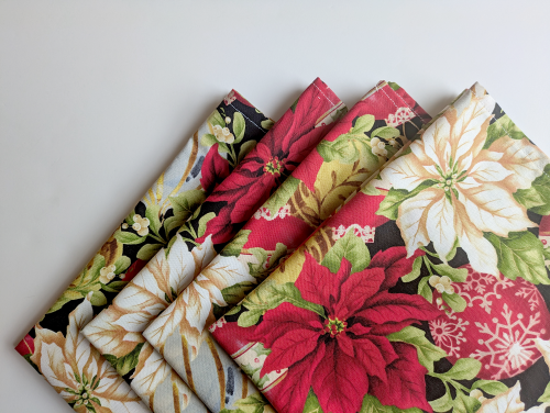 Colorful Poinsettia Dinner Table Napkins 4 Set - Image 5