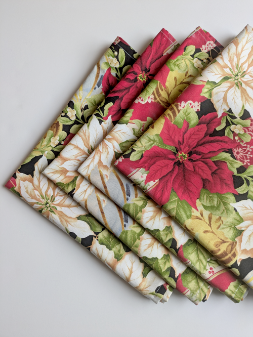 Colorful Poinsettia Dinner Table Napkins 4 Set - Image 4