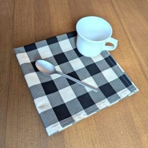 Black and Cream Buffalo Plaid Dinner Table Napkins