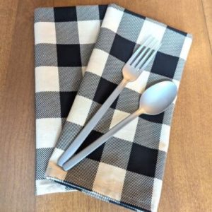 Cream and Black Check Dinner Table Napkins