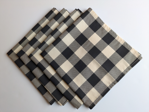 Black and Cream Buffalo Plaid Dinner Table Napkins - Image 6