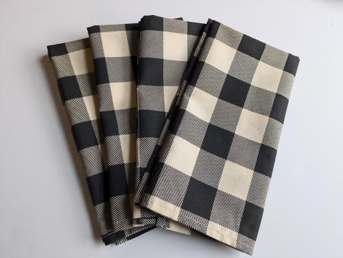 Black and Cream Buffalo Plaid Dinner Table Napkins - Image 9