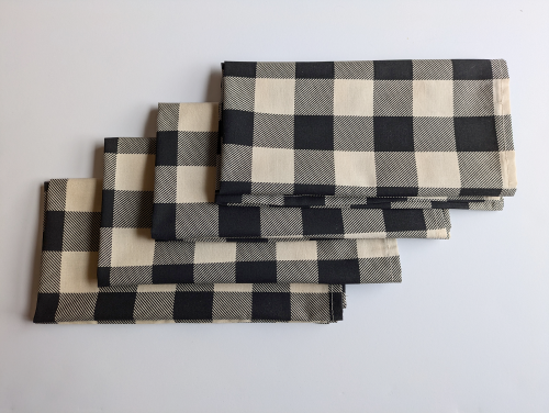 Black and Cream Buffalo Plaid Dinner Table Napkins - Image 7