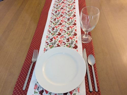 Hats and Mittens Burgundy Table Runner - Image 5