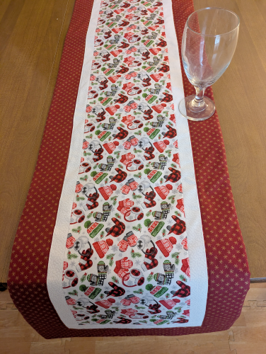 Hats and Mittens Burgundy Table Runner - Image 8