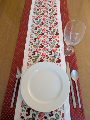 Hats and Mittens Burgundy Table Runner - Image 3