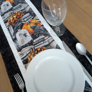 Haunted Harvest Table Runner Black