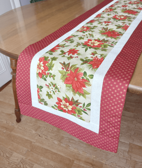 Poinsettia Christmas Table Runner Red - Image 3