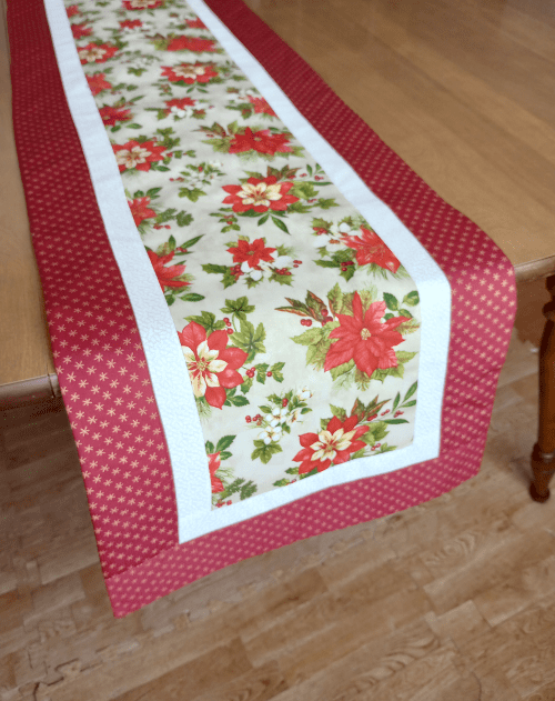 Poinsettia Christmas Table Runner Red - Image 4