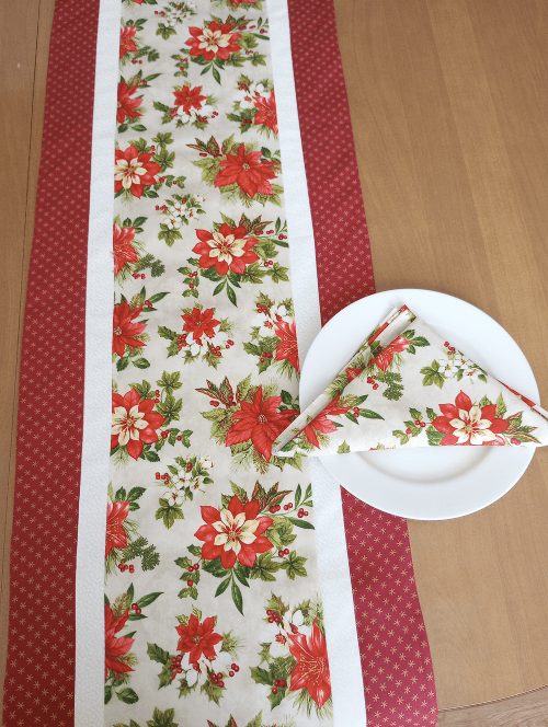 Poinsettia Christmas Table Runner Red - Image 5