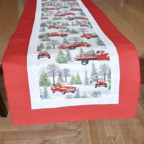Christmas Red Truck Table Runner