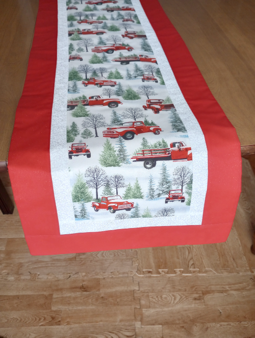 Christmas Red Truck Table Runner - Image 3