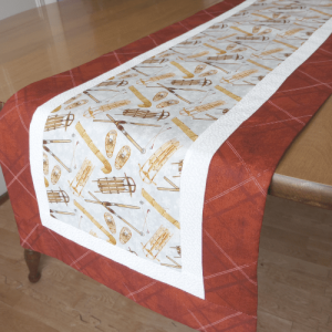 Rustic Sledding Table Runner Burgundy