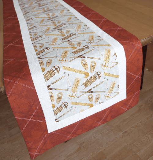 Rustic Sledding Table Runner Burgundy - Image 4