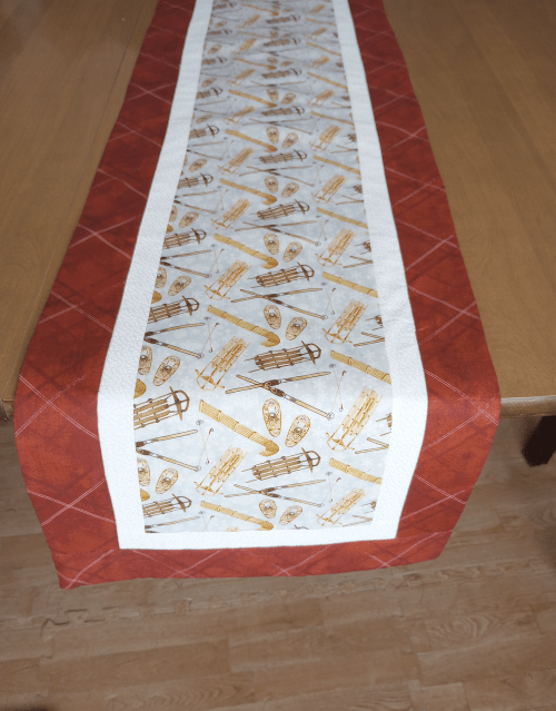 Rustic Sledding Table Runner Burgundy - Image 3