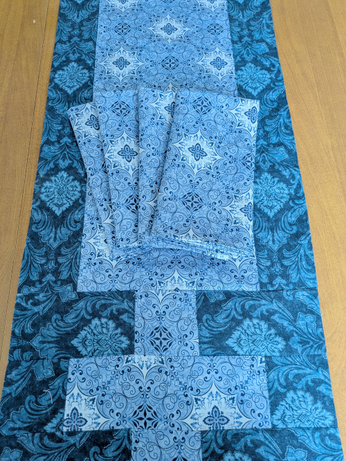 Stone Blue Table Runner Napkin Set - Image 8