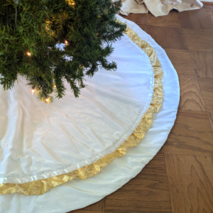 White Velvet Tree Skirt with Gold Trim