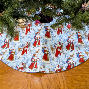 Snowy Santa Christmas Tree Skirt, Father Christmas Tree Skirt, Blue Tree Skirt, Large Tree Skirt, Luxury Tree Skirt, Quilted Tree Skirt, Handmade Supreme Accents