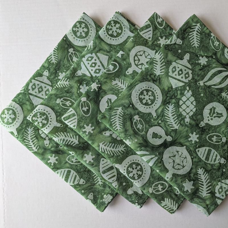 Green batik Christmas dinner napkins, Green Christmas napkins, cloth dinner napkins, holiday cloth napkins, Green batik dinner napkins, ornament print napkins, festive cloth napkin set, artisanal batik holiday table linens, washable cotton Christmas napkins set, Green Christmas napkins, cloth dinner napkins, holiday cloth napkins, Christmas table linens, Supreme Accents