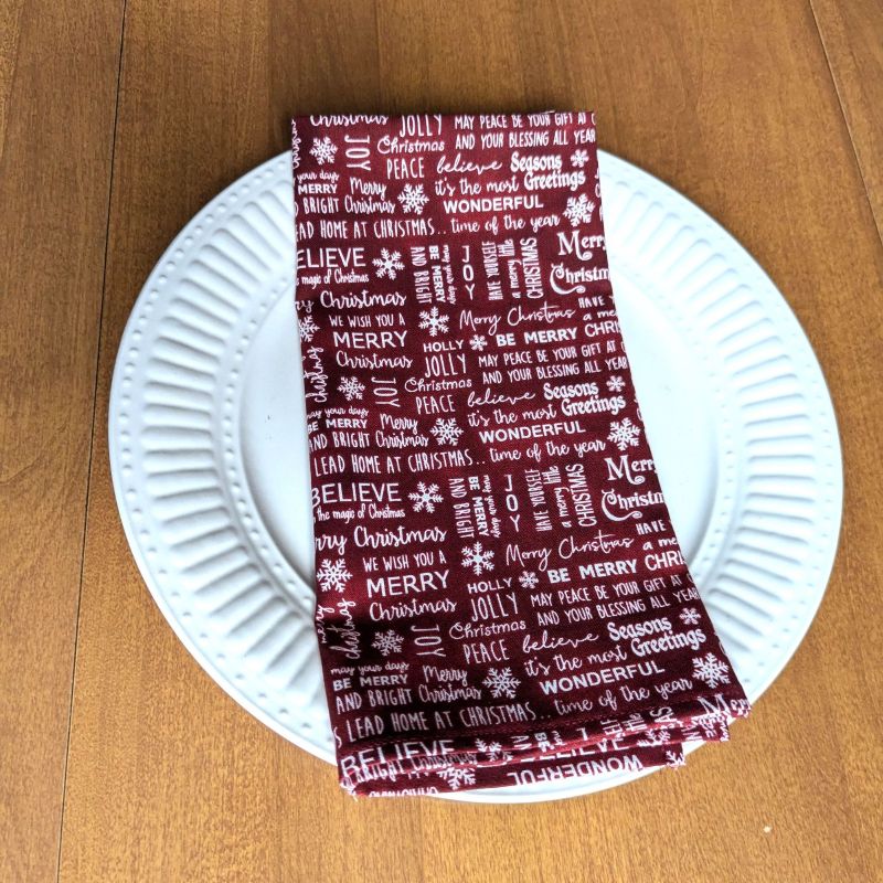 Merry Christmas Dinner Table Napkins Fabric napkins Dining napkins Handmade Cotton Napkins Holiday Napkins Christmas Napkins Burgundy Christmas Napkins Supreme Accents