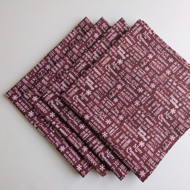 Merry Christmas Dinner Table Napkins Fabric napkins Dining napkins Handmade Cotton Napkins Holiday Napkins Christmas Napkins Burgundy Christmas Napkins Supreme Accents