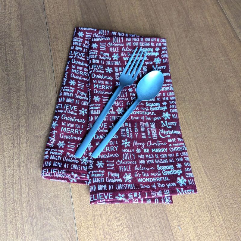 Merry Christmas Dinner Table Napkins Fabric napkins Dining napkins Handmade Cotton Napkins Holiday Napkins Christmas Napkins Burgundy Christmas Napkins Supreme Accents