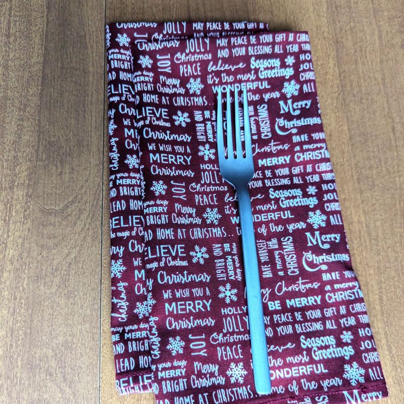Merry Christmas Dinner Table Napkins Fabric napkins Dining napkins Handmade Cotton Napkins Holiday Napkins Christmas Napkins Burgundy Christmas Napkins Supreme Accents