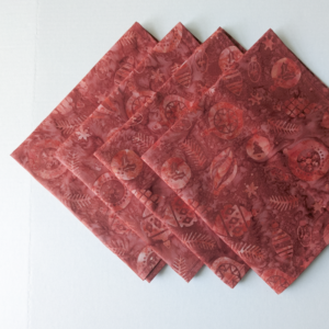 Red Christmas napkins, cloth dinner napkins, holiday cloth napkins, Red batik dinner napkins, ornament print napkins, festive cloth napkin set, artisanal batik holiday table linens, washable cotton Christmas napkins set, Red Christmas napkins, cloth dinner napkins, holiday cloth napkins, Christmas table linens