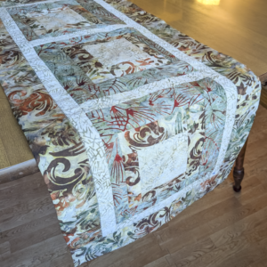 Moss & Tan Batik Table Runner,Batik Table Runner,best hand-quilted batik table runner, earth tone dining room decor ideas,Everyday table runner, hand-quilted cotton table runner,handcrafted earth tone batik table linens, handmade batik kitchen table linens,handmade quilted table runners,Handmade table linens,Handmade Table Runner, modern quilted table runners,patchwork table runner,Quilted Table Runner,rustic moss green and rust dining runner,Table runner for glass table,Table runner for kitchen island,Table setting,Unique table runner